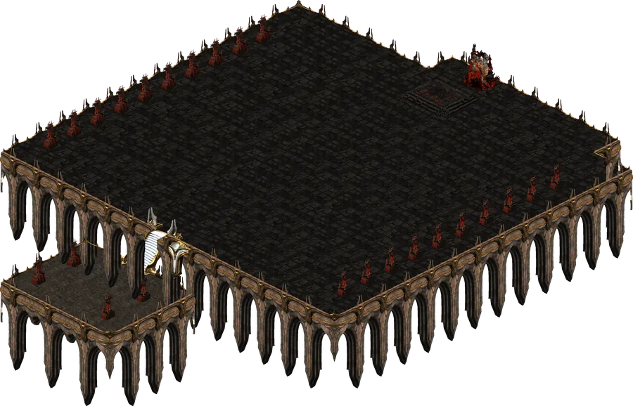 Mapa do Summit of Apocrypha: o salão de arcos onde o guardião espera